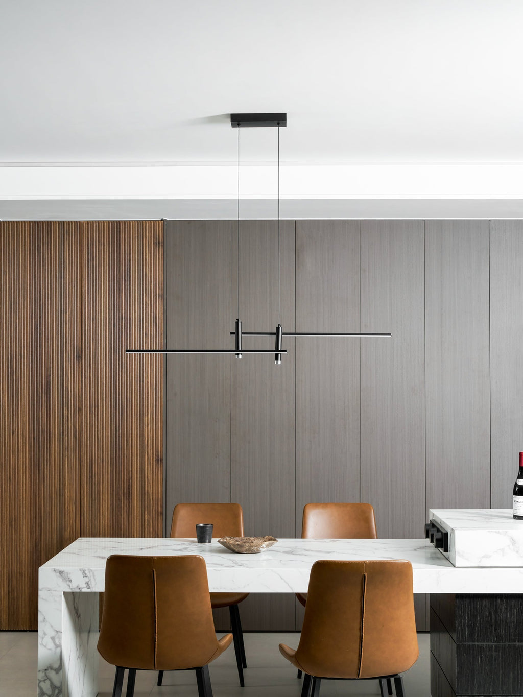 Linear Pendant Lamp Kitchen Island • 90/120/150cm • Integrated LED • Warm White/Neutral/Cool White • Dimmable Option • Black/Gold • Kitchen Island Above Table - Lamylie