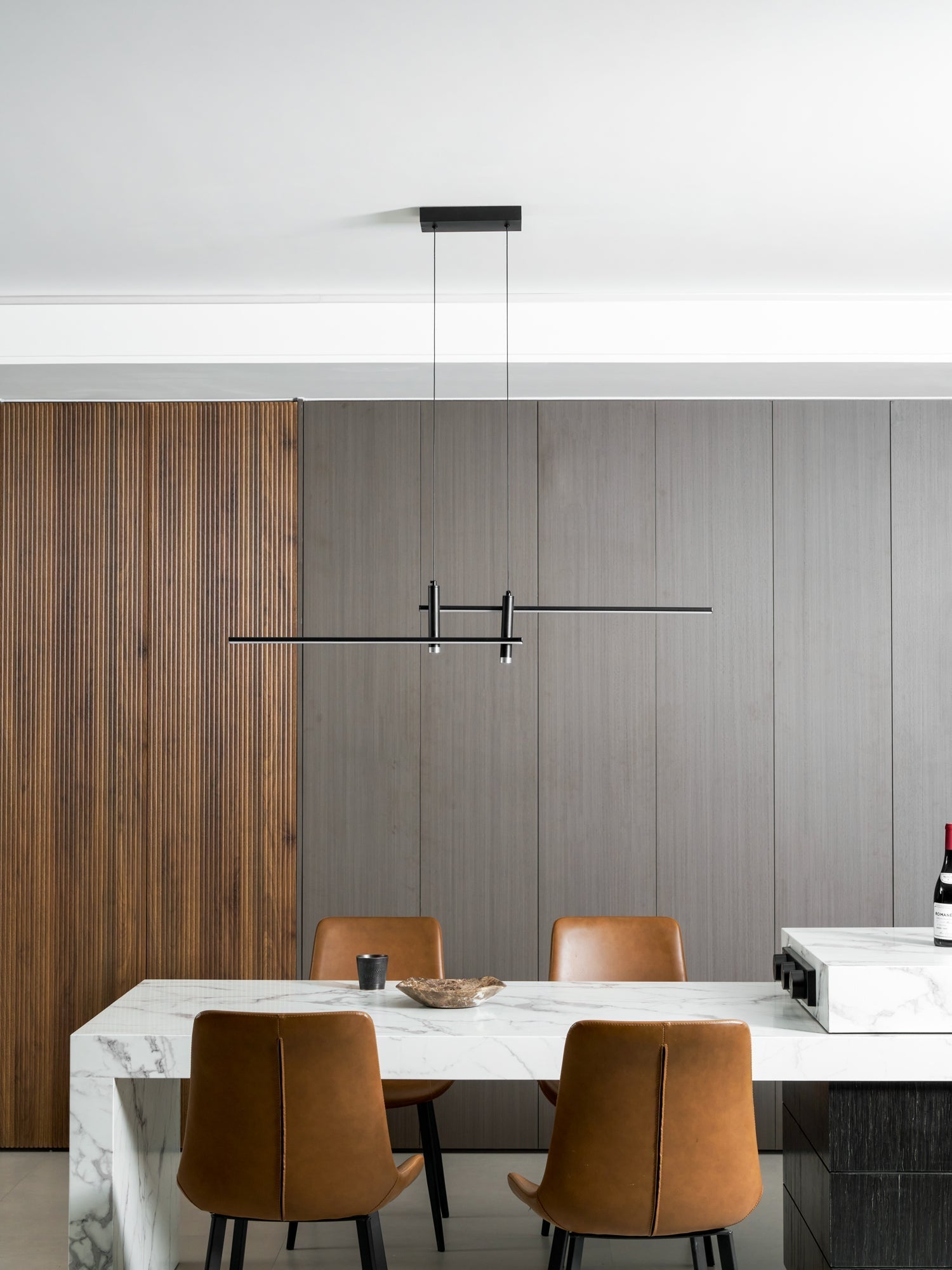 Linear Pendant Lamp Kitchen Island • 90/120/150cm • Integrated LED • Warm White/Neutral/Cool White • Dimmable Option • Black/Gold • Kitchen Island Above Table - Lamylie