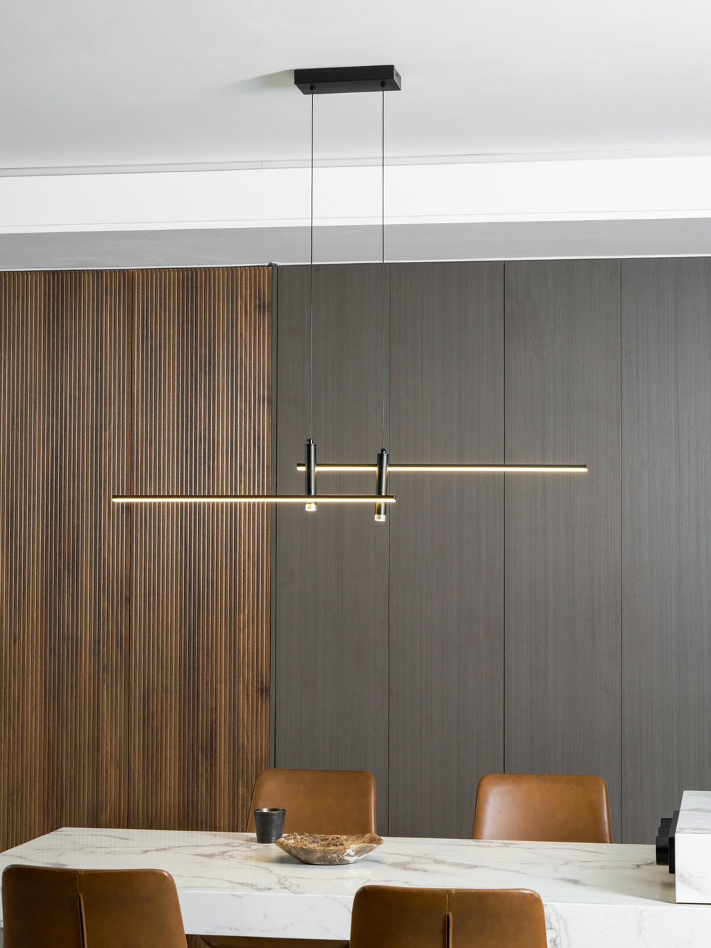 Linear Pendant Lamp Kitchen Island • 90/120/150cm • Integrated LED • Warm White/Neutral/Cool White • Dimmable Option • Black/Gold • Kitchen Island Above Table - Lamylie