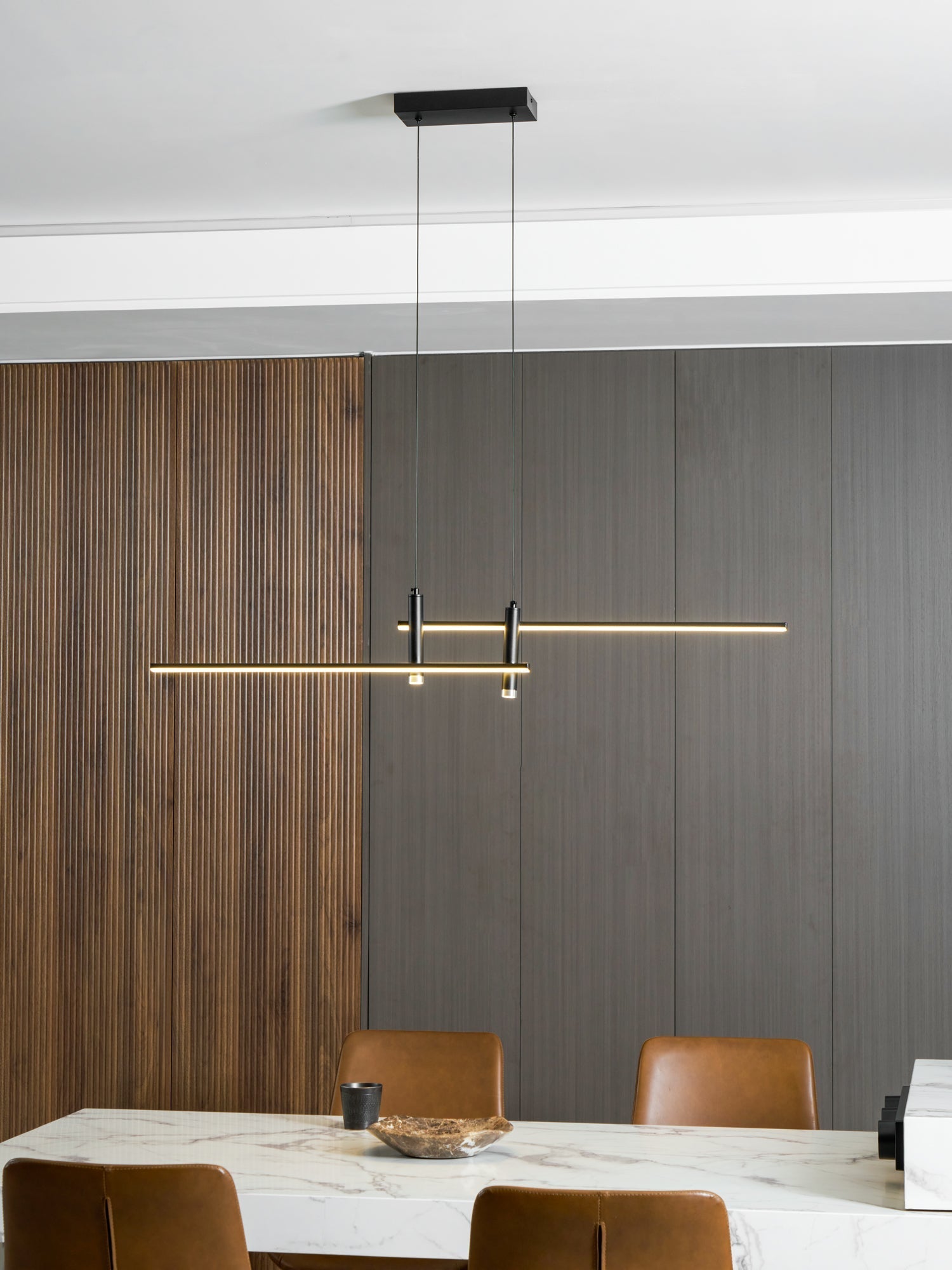 Linear Pendant Lamp Kitchen Island • 90/120/150cm • Integrated LED • Warm White/Neutral/Cool White • Dimmable Option • Black/Gold • Kitchen Island Above Table - Lamylie