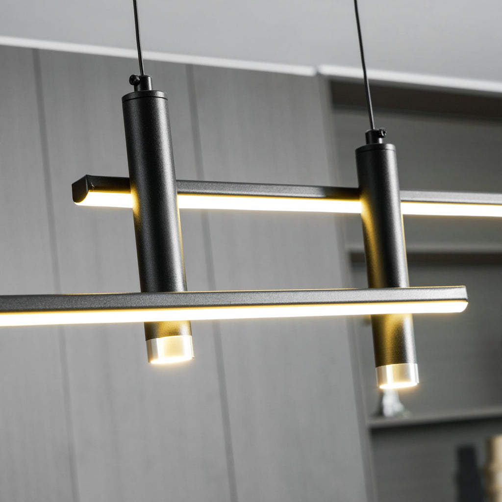 Linear Pendant Lamp Kitchen Island • 90/120/150cm • Integrated LED • Warm White/Neutral/Cool White • Dimmable Option • Black/Gold • Kitchen Island Above Table - Lamylie