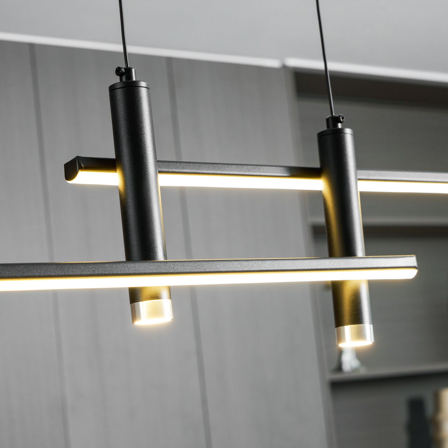 Linear Pendant Lamp Kitchen Island • 90/120/150cm • Integrated LED • Warm White/Neutral/Cool White • Dimmable Option • Black/Gold • Kitchen Island Above Table - Lamylie