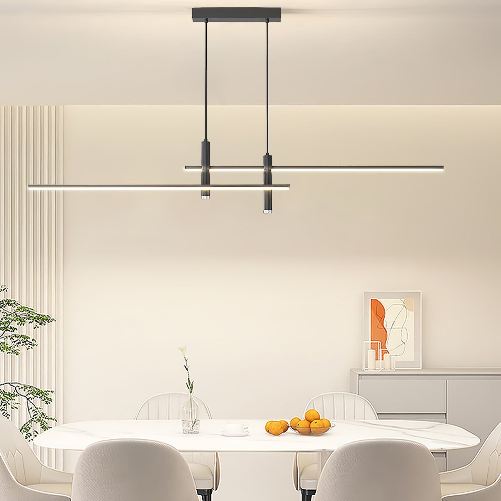 Linear Pendant Lamp Kitchen Island • 90/120/150cm • Integrated LED • Warm White/Neutral/Cool White • Dimmable Option • Black/Gold • Kitchen Island Above Table - Lamylie