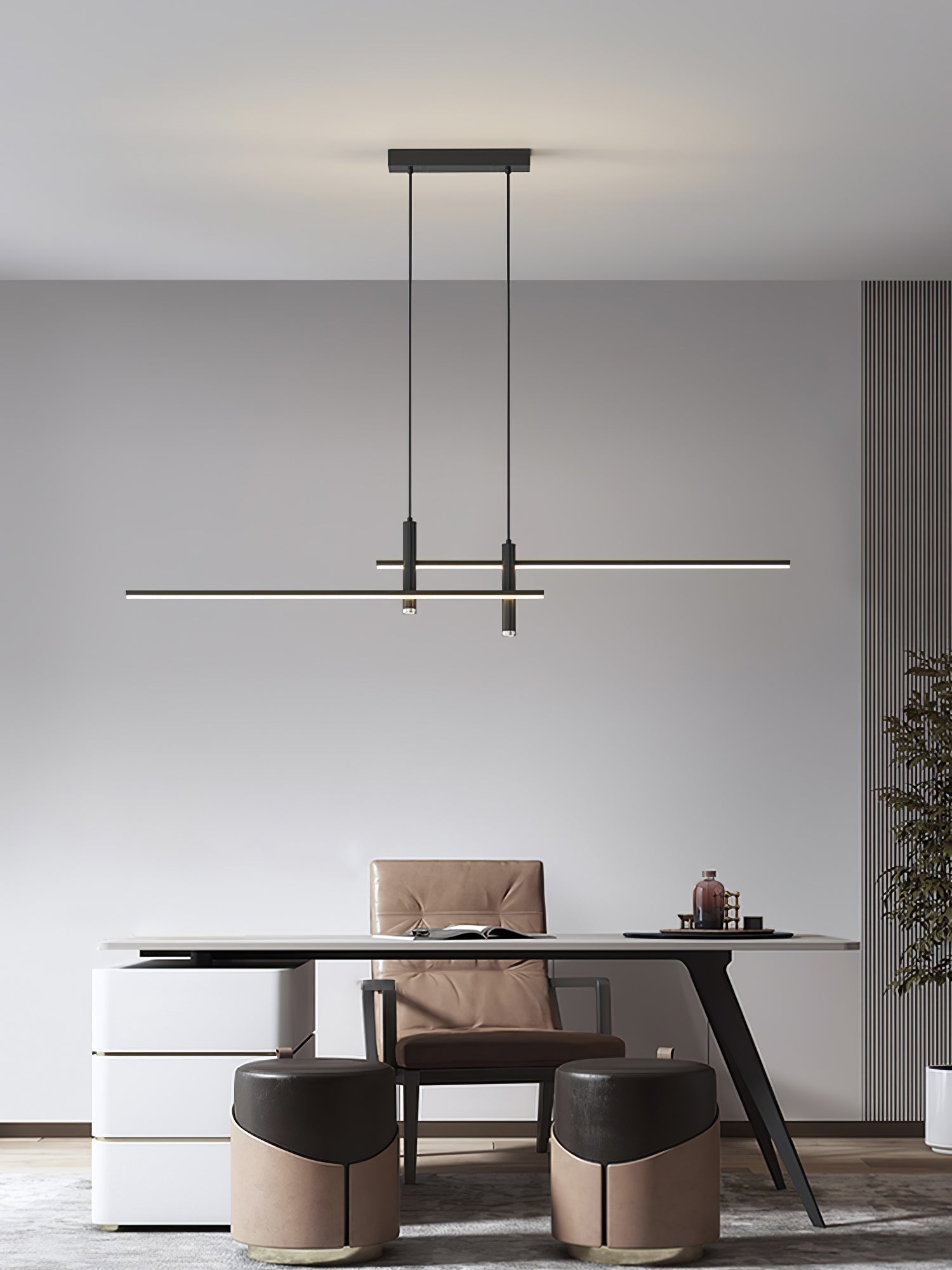 Linear Pendant Lamp Kitchen Island • 90/120/150cm • Integrated LED • Warm White/Neutral/Cool White • Dimmable Option • Black/Gold • Kitchen Island Above Table - Lamylie
