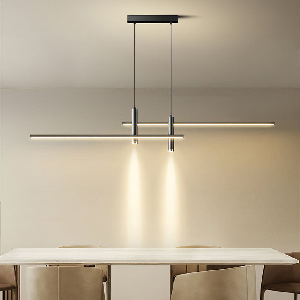 Linear Pendant Lamp Kitchen Island • 90/120/150cm • Integrated LED • Warm White/Neutral/Cool White • Dimmable Option • Black/Gold • Kitchen Island Above Table - Lamylie