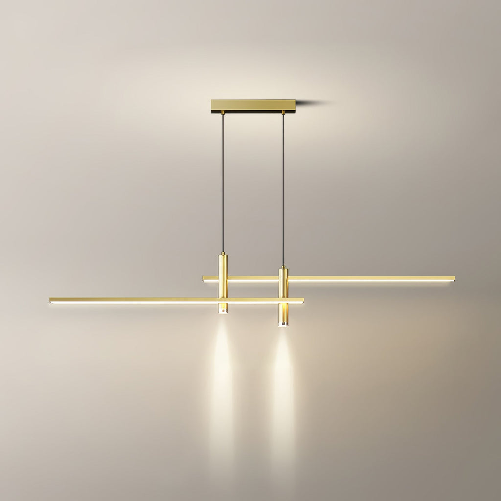 Linear Pendant Lamp Kitchen Island • 90/120/150cm • Integrated LED • Warm White/Neutral/Cool White • Dimmable Option • Black/Gold • Kitchen Island Above Table - Lamylie