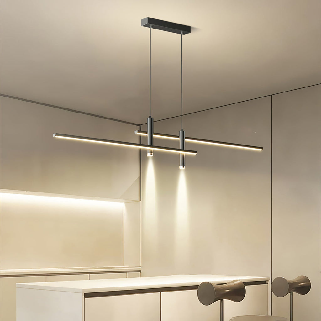 Linear Pendant Lamp Kitchen Island • 90/120/150cm • Integrated LED • Warm White/Neutral/Cool White • Dimmable Option • Black/Gold • Kitchen Island Above Table - Lamylie