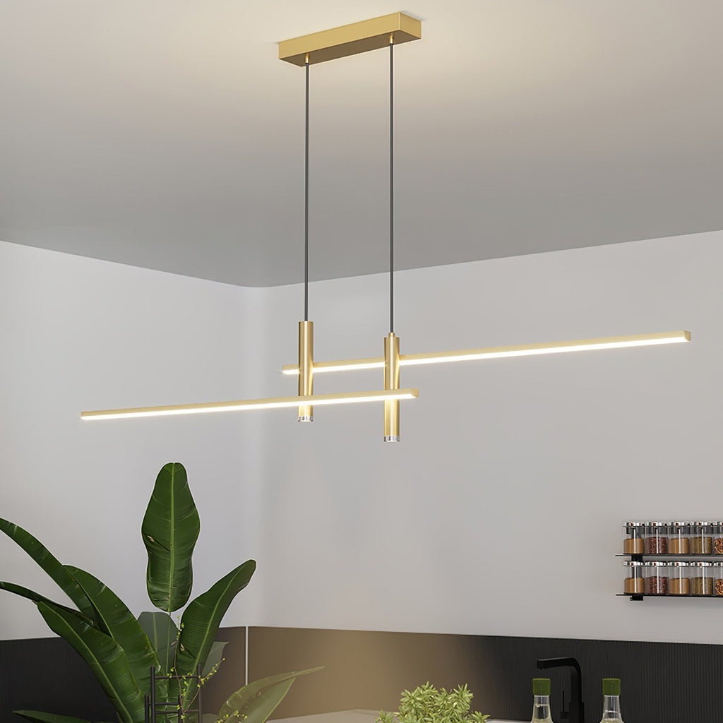 Linear Pendant Lamp Kitchen Island • 90/120/150cm • Integrated LED • Warm White/Neutral/Cool White • Dimmable Option • Black/Gold • Kitchen Island Above Table - Lamylie