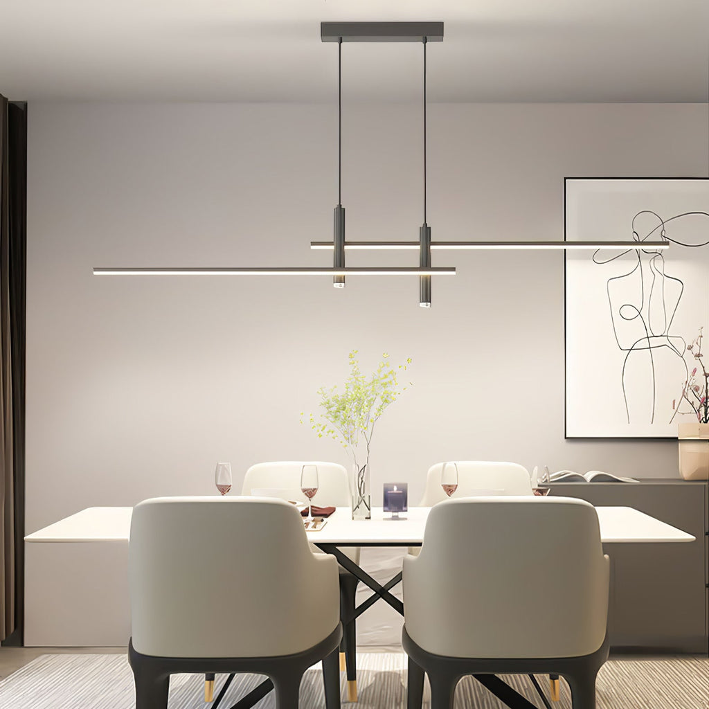 Linear Pendant Lamp Kitchen Island • 90/120/150cm • Integrated LED • Warm White/Neutral/Cool White • Dimmable Option • Black/Gold • Kitchen Island Above Table - Lamylie