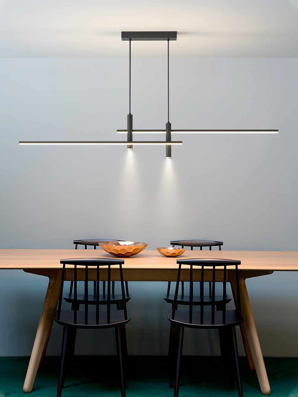 Linear Pendant Lamp Kitchen Island • 90/120/150cm • Integrated LED • Warm White/Neutral/Cool White • Dimmable Option • Black/Gold • Kitchen Island Above Table - Lamylie