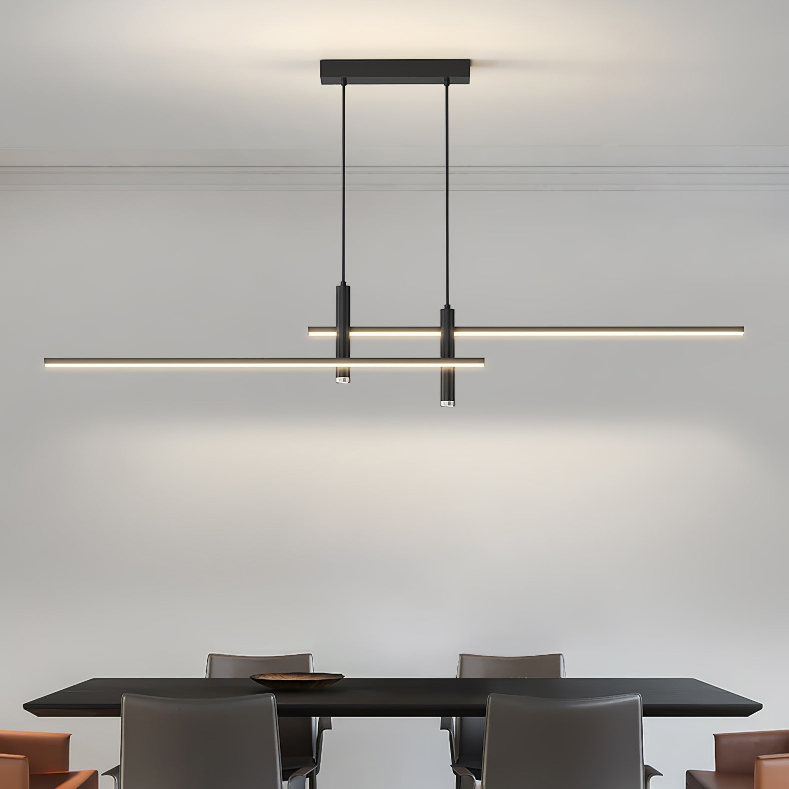 Linear Pendant Lamp Kitchen Island • 90/120/150cm • Integrated LED • Warm White/Neutral/Cool White • Dimmable Option • Black/Gold • Kitchen Island Above Table - Lamylie