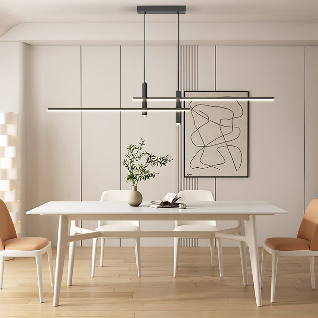 Linear Pendant Lamp Kitchen Island • 90/120/150cm • Integrated LED • Warm White/Neutral/Cool White • Dimmable Option • Black/Gold • Kitchen Island Above Table - Lamylie