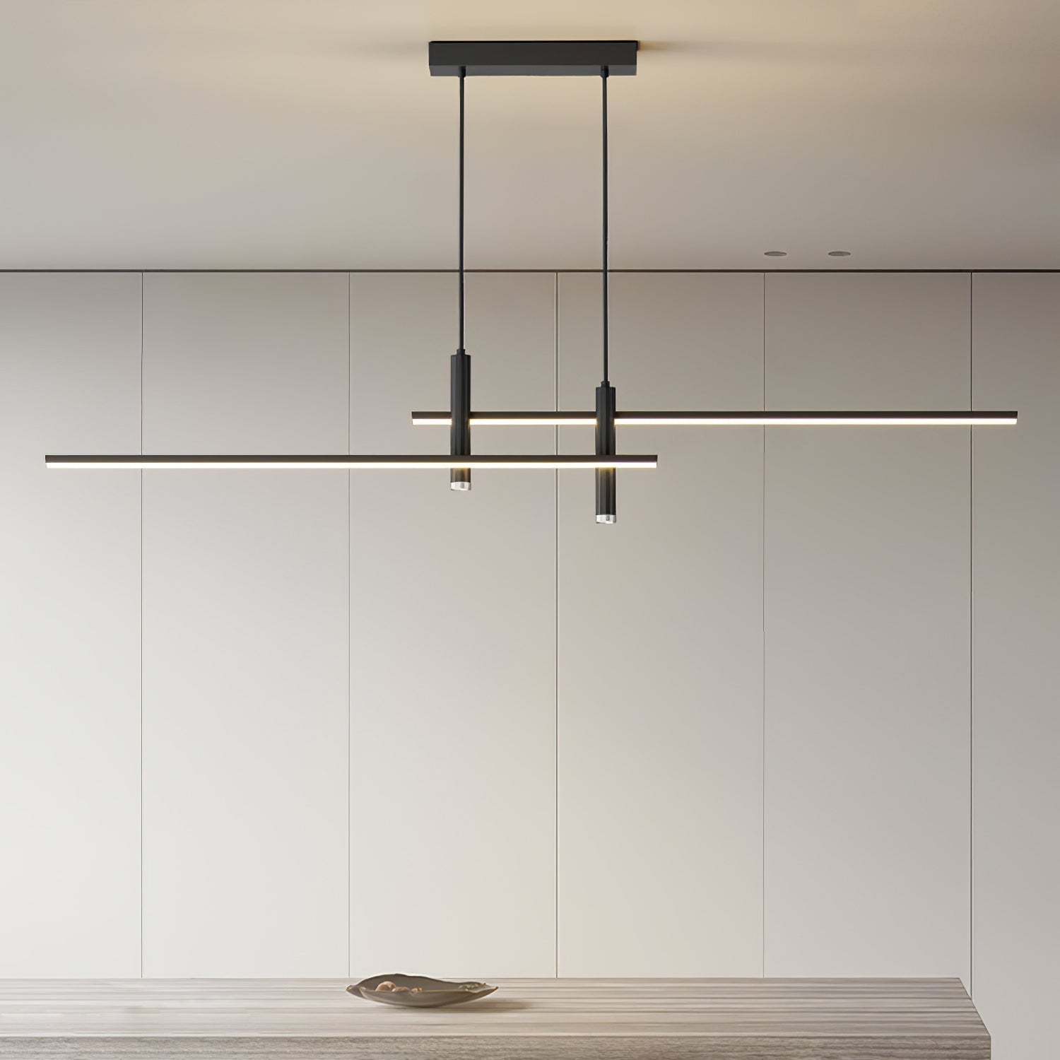 Linear Pendant Lamp Kitchen Island • 90/120/150cm • Integrated LED • Warm White/Neutral/Cool White • Dimmable Option • Black/Gold • Kitchen Island Above Table - Lamylie