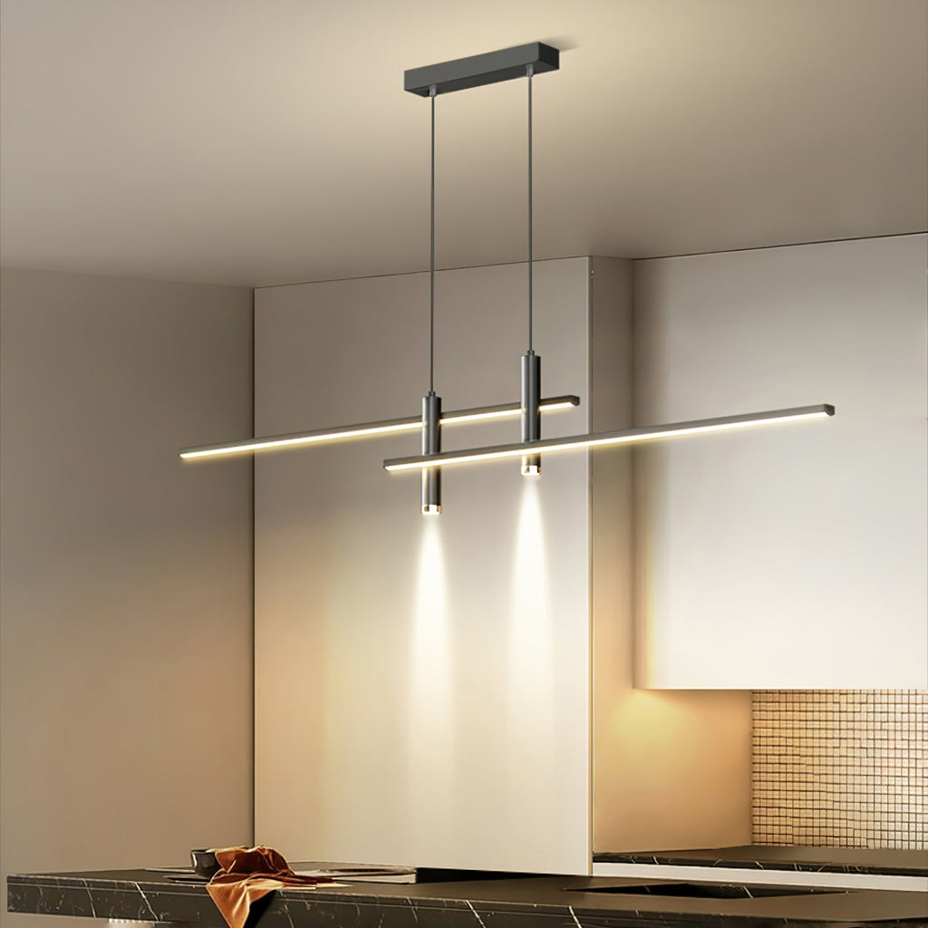 Linear Pendant Lamp Kitchen Island • 90/120/150cm • Integrated LED • Warm White/Neutral/Cool White • Dimmable Option • Black/Gold • Kitchen Island Above Table - Lamylie