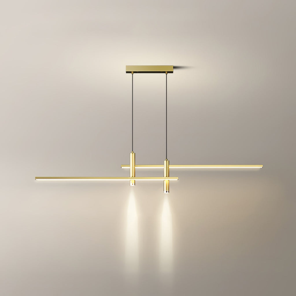 Linear Pendant Lamp Kitchen Island • 90/120/150cm • Integrated LED • Warm White/Neutral/Cool White • Dimmable Option • Black/Gold • Kitchen Island Above Table - Lamylie