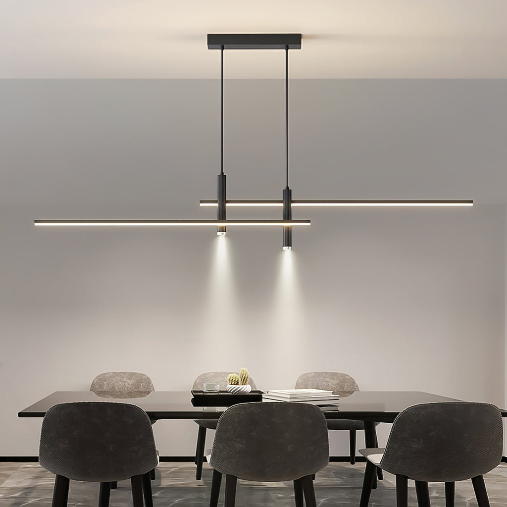 Linear Pendant Lamp Kitchen Island • 90/120/150cm • Integrated LED • Warm White/Neutral/Cool White • Dimmable Option • Black/Gold • Kitchen Island Above Table - Lamylie