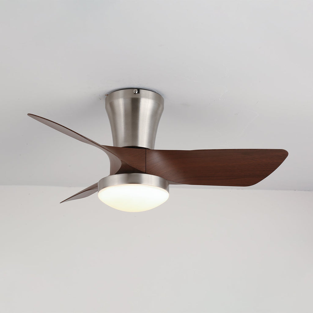 Moderner Holzdeckenventilator Trivon mit integrierter Beleuchtung | Einstellbare Geschwindigkeit & Fernbedienung – Lamylie