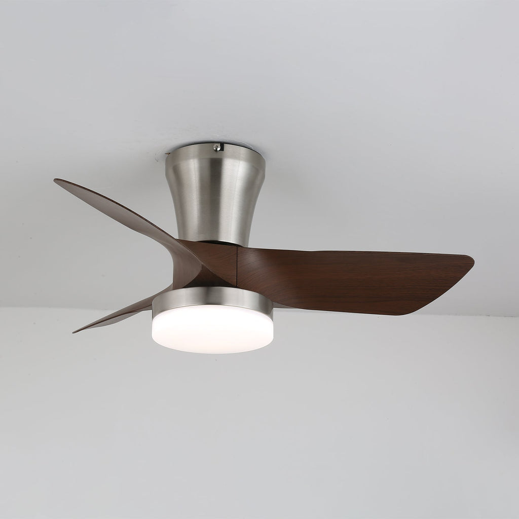 Moderner Holzdeckenventilator Trivon mit integrierter Beleuchtung | Einstellbare Geschwindigkeit & Fernbedienung – Lamylie