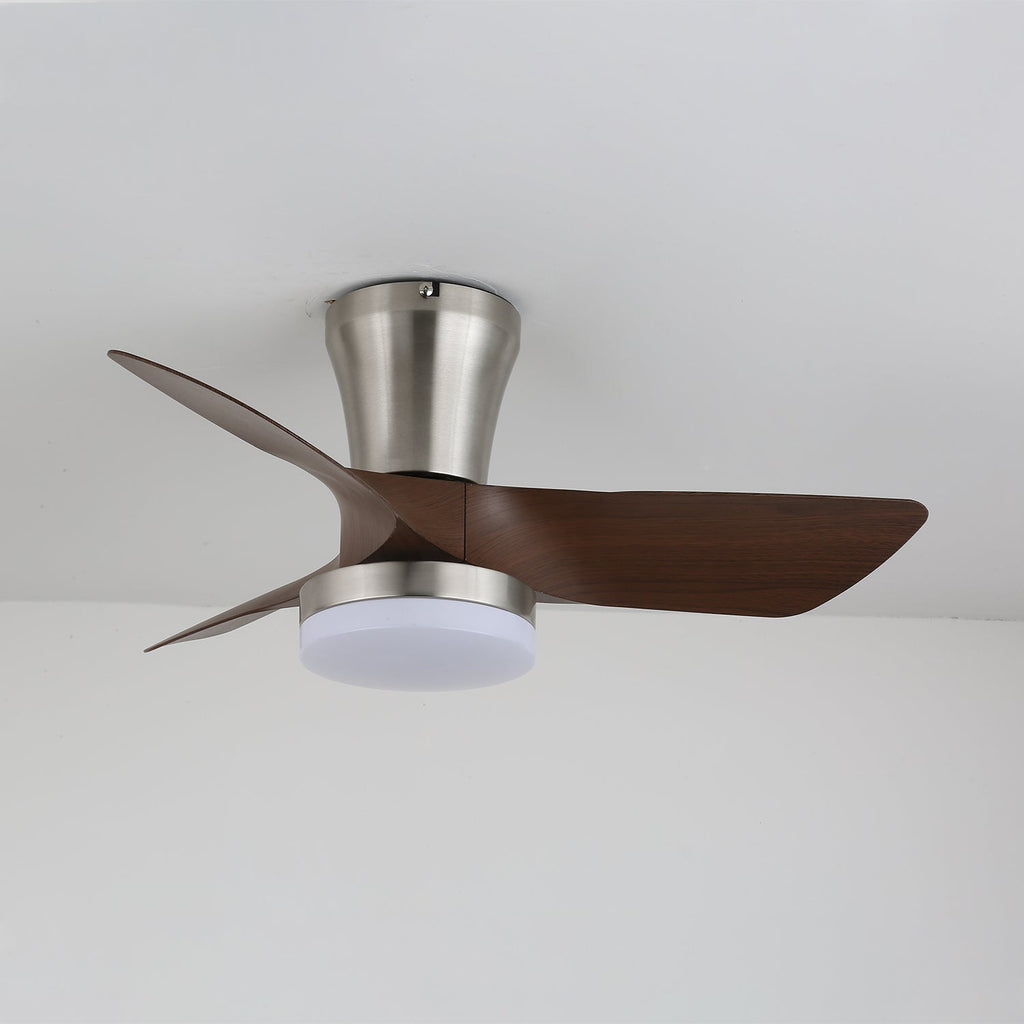 Moderner Holzdeckenventilator Trivon mit integrierter Beleuchtung | Einstellbare Geschwindigkeit & Fernbedienung – Lamylie