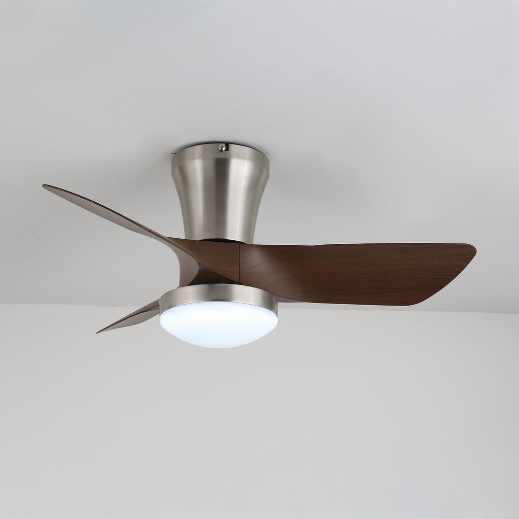 Moderner Holzdeckenventilator Trivon mit integrierter Beleuchtung | Einstellbare Geschwindigkeit & Fernbedienung – Lamylie