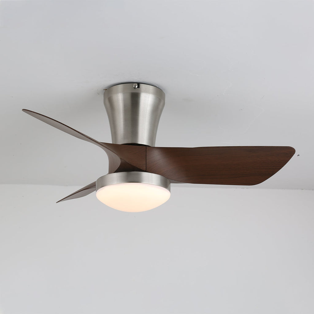 Moderner Holzdeckenventilator Trivon mit integrierter Beleuchtung | Einstellbare Geschwindigkeit & Fernbedienung – Lamylie