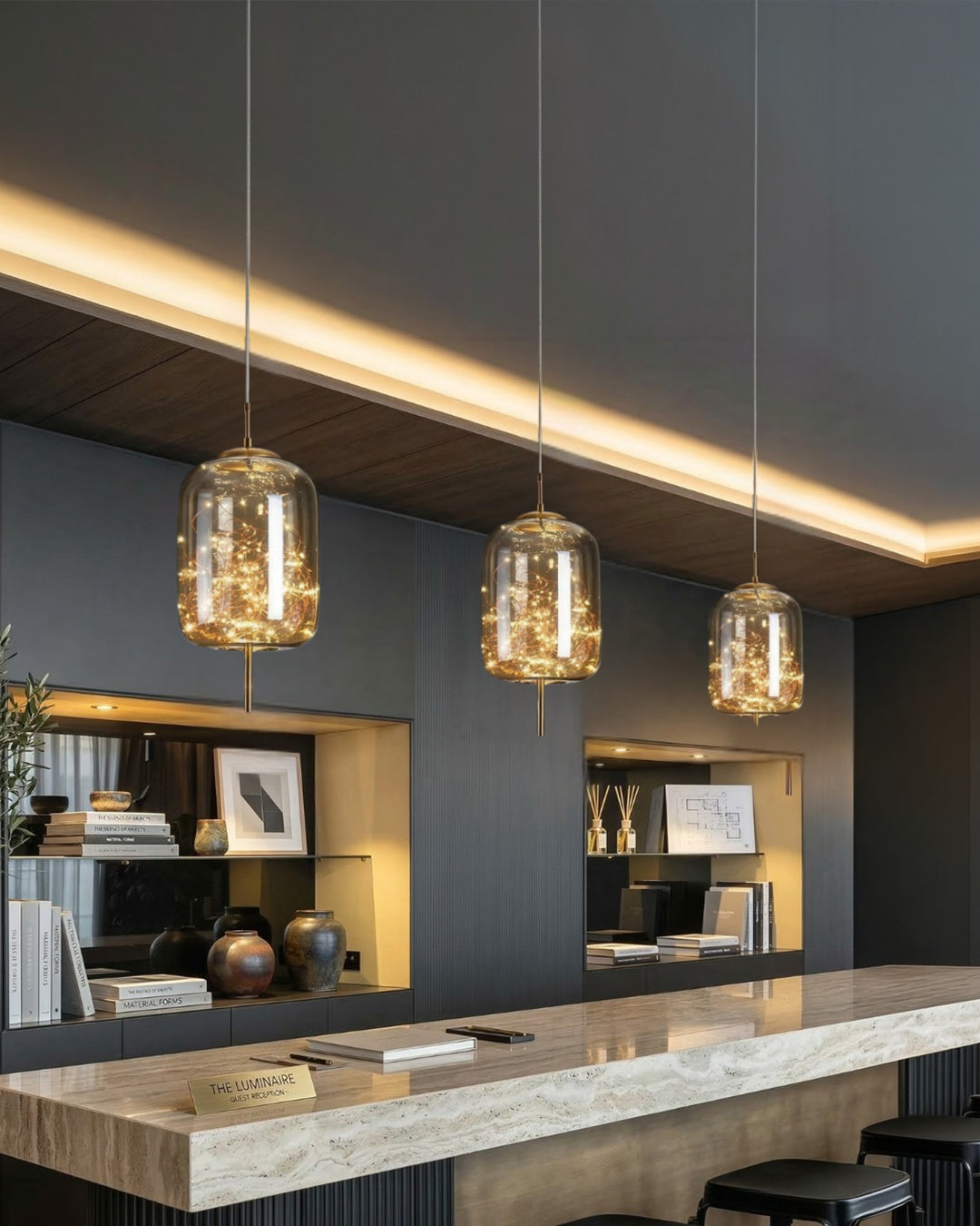Glas-Pendelleuchte LIV mit rauchigem Finish und warmweißem Licht | Skandinavisches Design mit handgefertigtem Glas | 3 Größen verfügbar - Lamylie