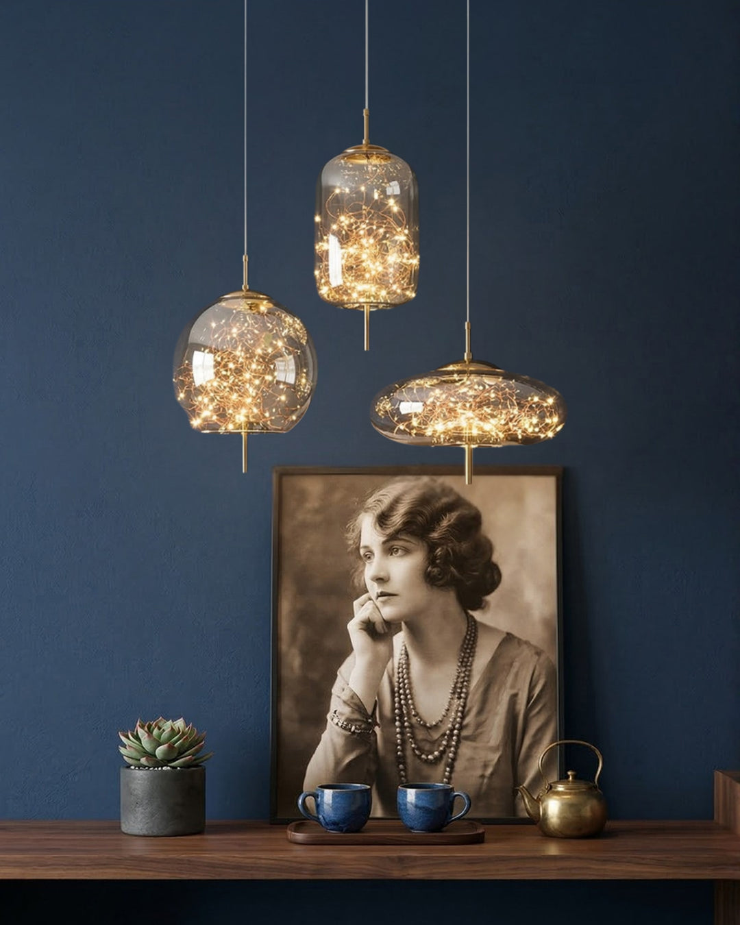 Glas-Pendelleuchte LIV mit rauchigem Finish und warmweißem Licht | Skandinavisches Design mit handgefertigtem Glas | 3 Größen verfügbar - Lamylie