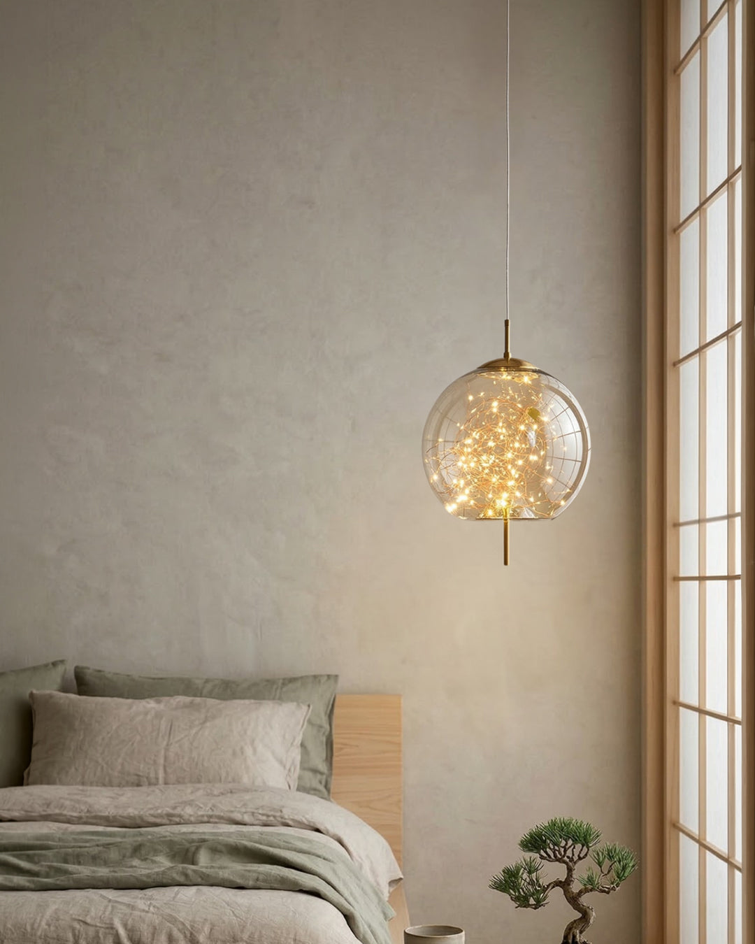 Glass Pendant Lamp LIV with Smoky Finish and Warm White Light | Scandinavian Design with Handcrafted Glass | 3 Sizes Available - Lamylie