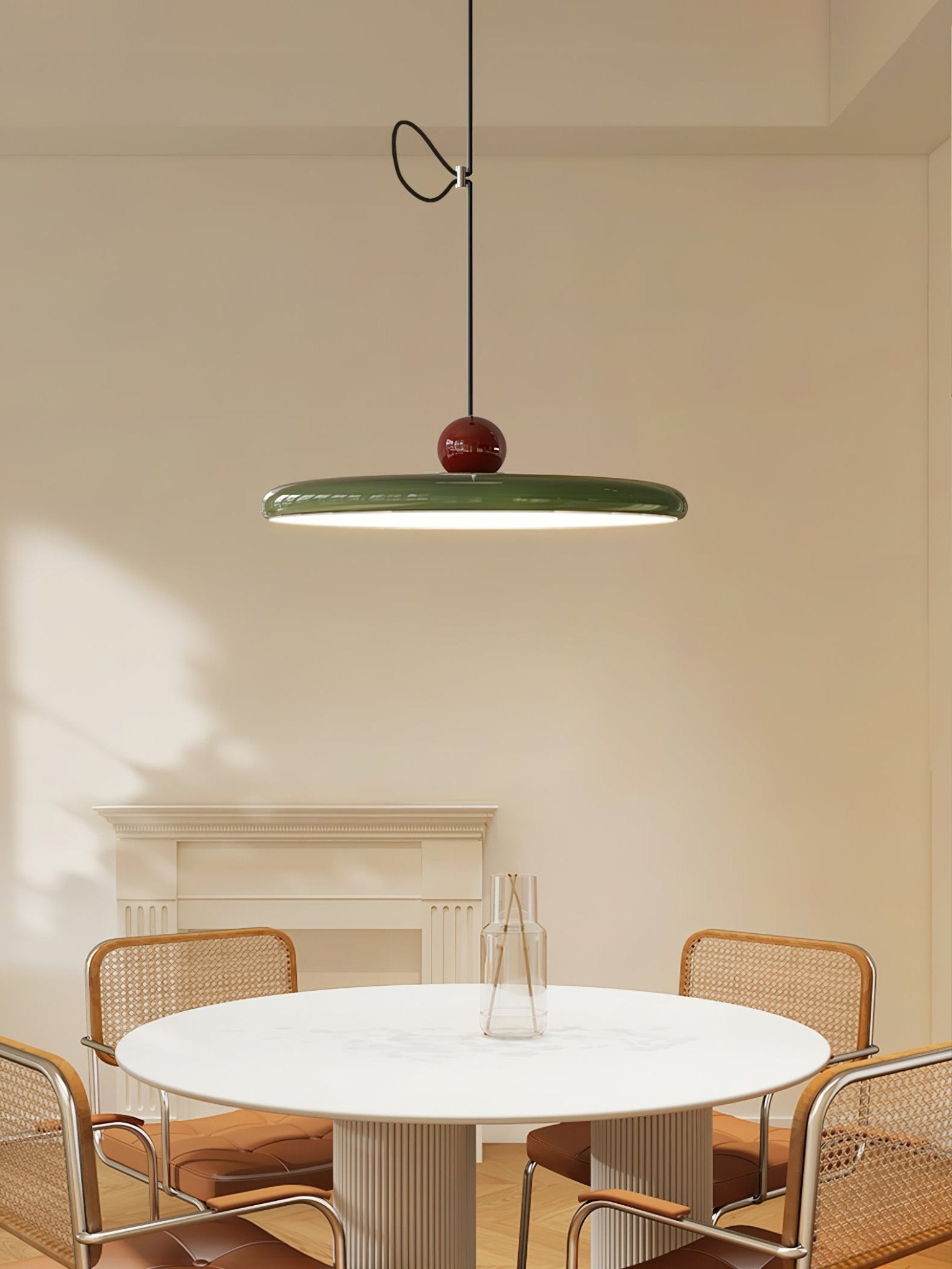 Lampada a sospensione oscillante di metà secolo — design cinetico con disco sospeso e contrappeso | Lampada a braccio regolabile per sale da pranzo moderne e spazi di lavoro creativi | LED integrato - Lamylie
