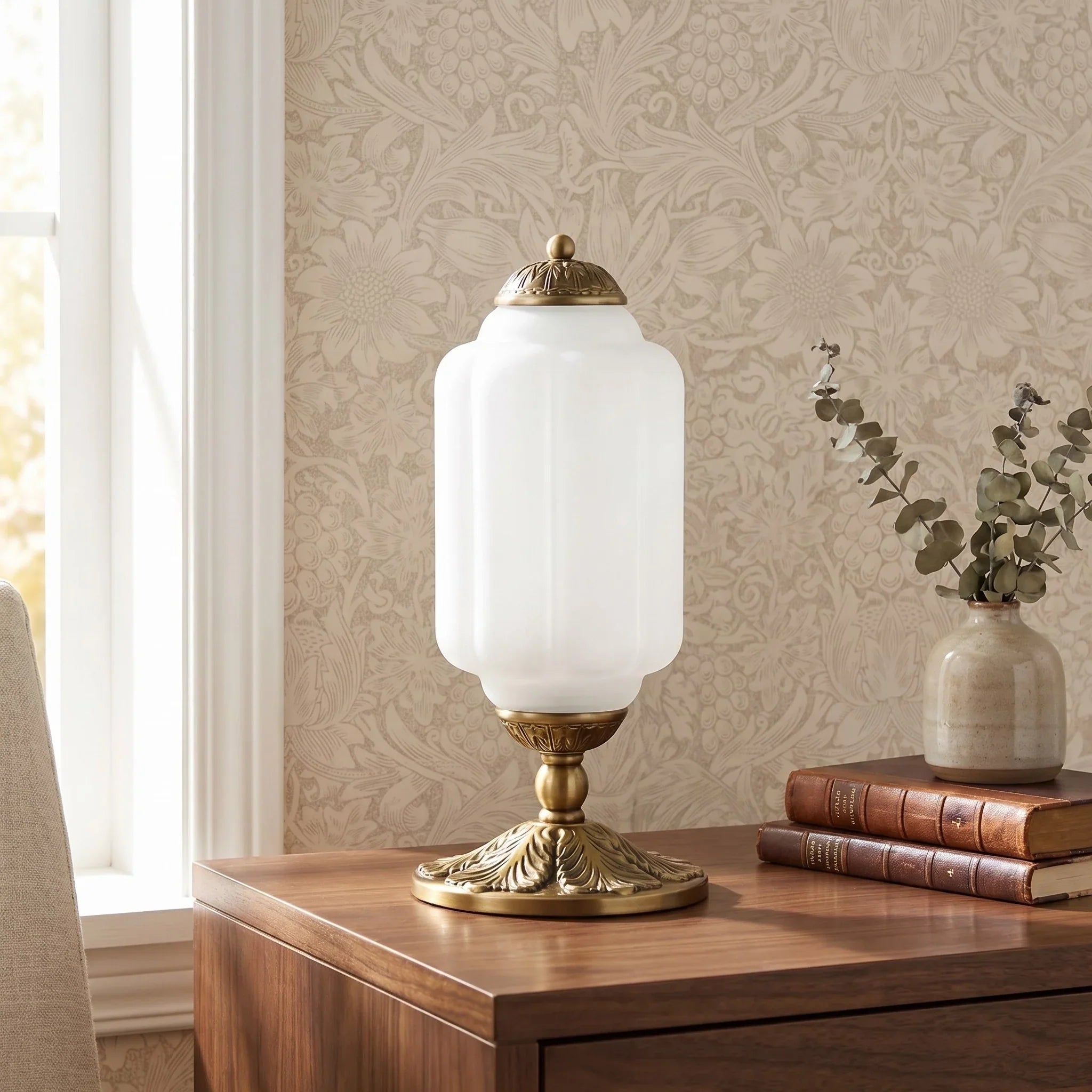 Retro bordslampor med texturerat krämfärgat glas | Fransk vintage-stil med mässings- eller svart ram – Lamylie