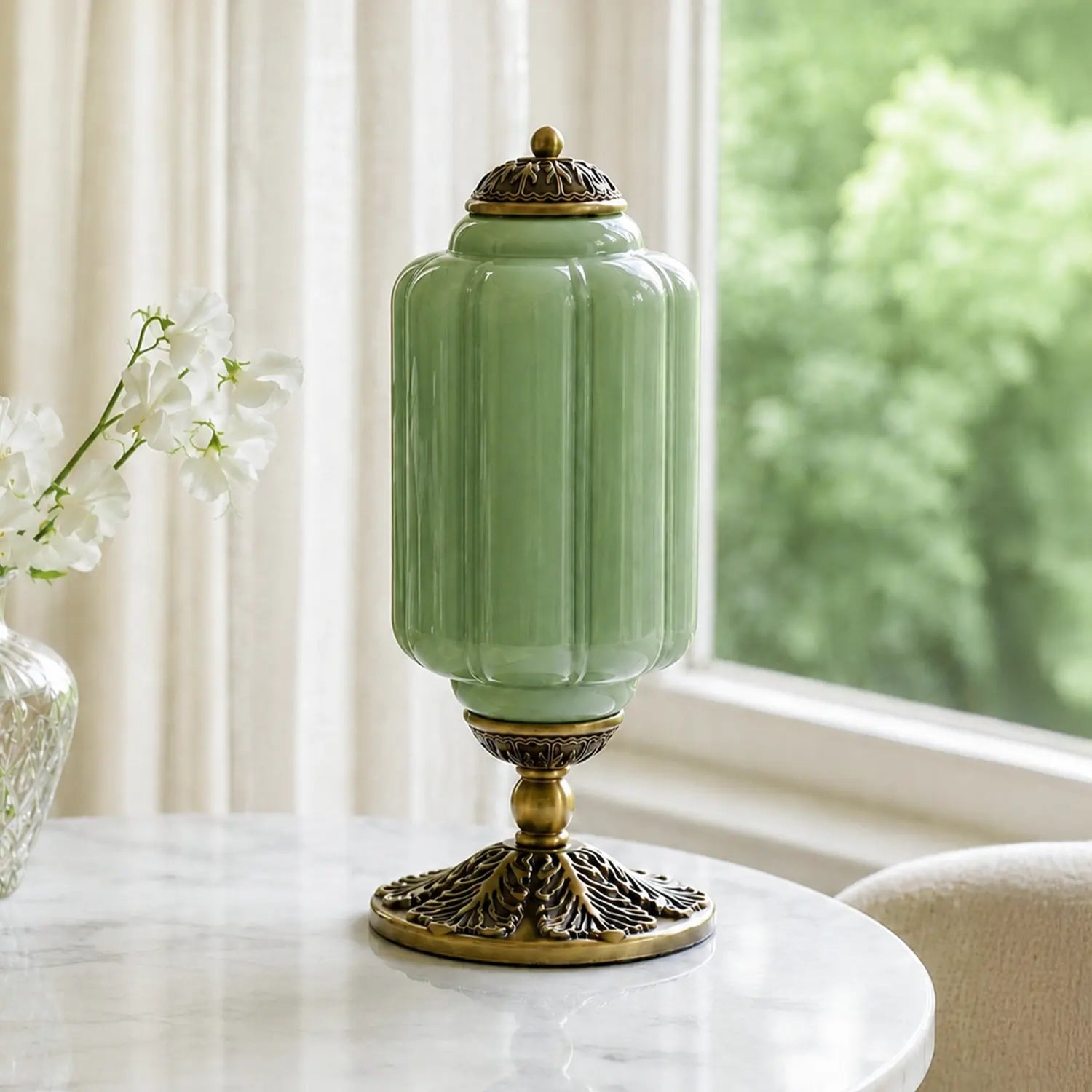 Retro bordslampor med texturerat krämfärgat glas | Fransk vintage-stil med mässings- eller svart ram – Lamylie