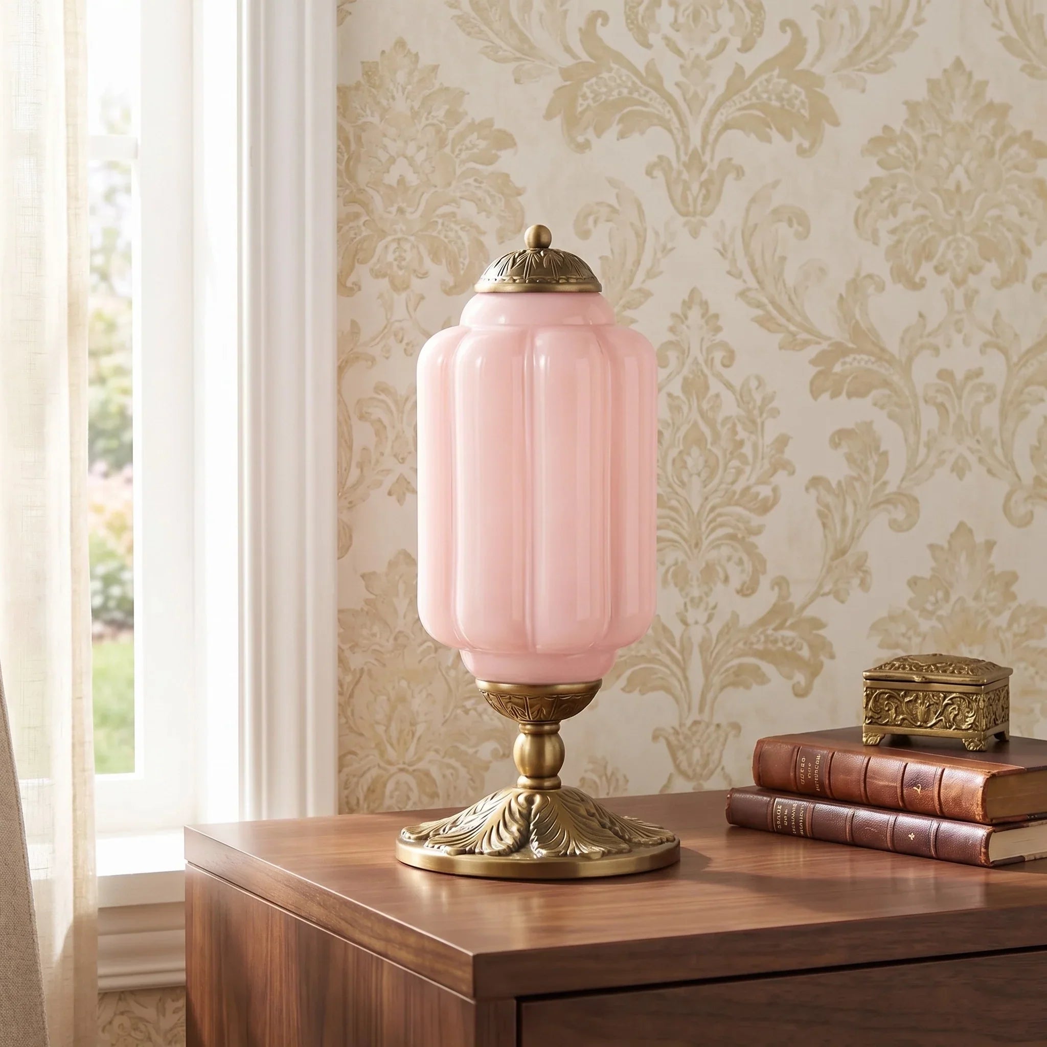 Retro bordslampor med texturerat krämfärgat glas | Fransk vintage-stil med mässings- eller svart ram – Lamylie