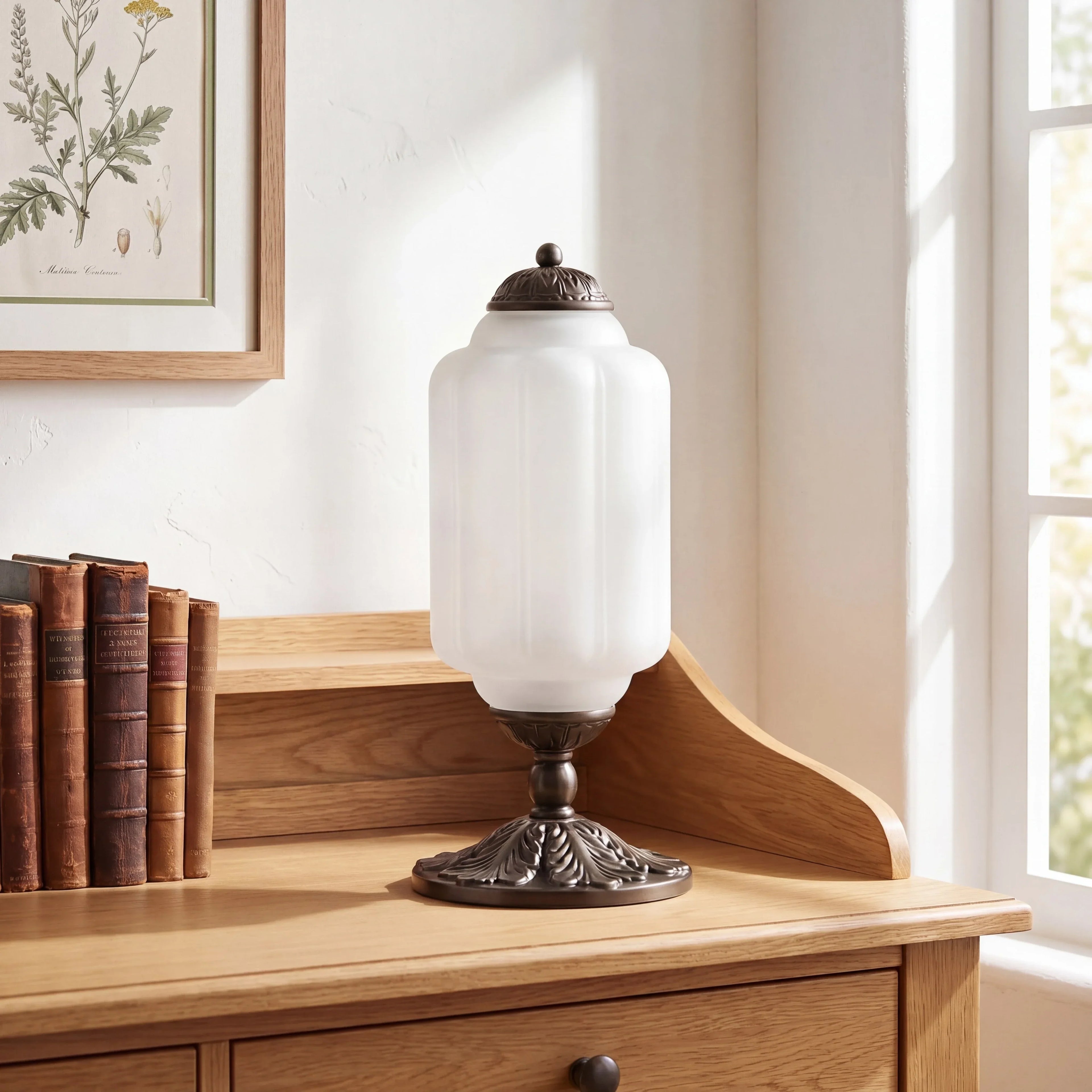 Retro bordslampor med texturerat krämfärgat glas | Fransk vintage-stil med mässings- eller svart ram – Lamylie