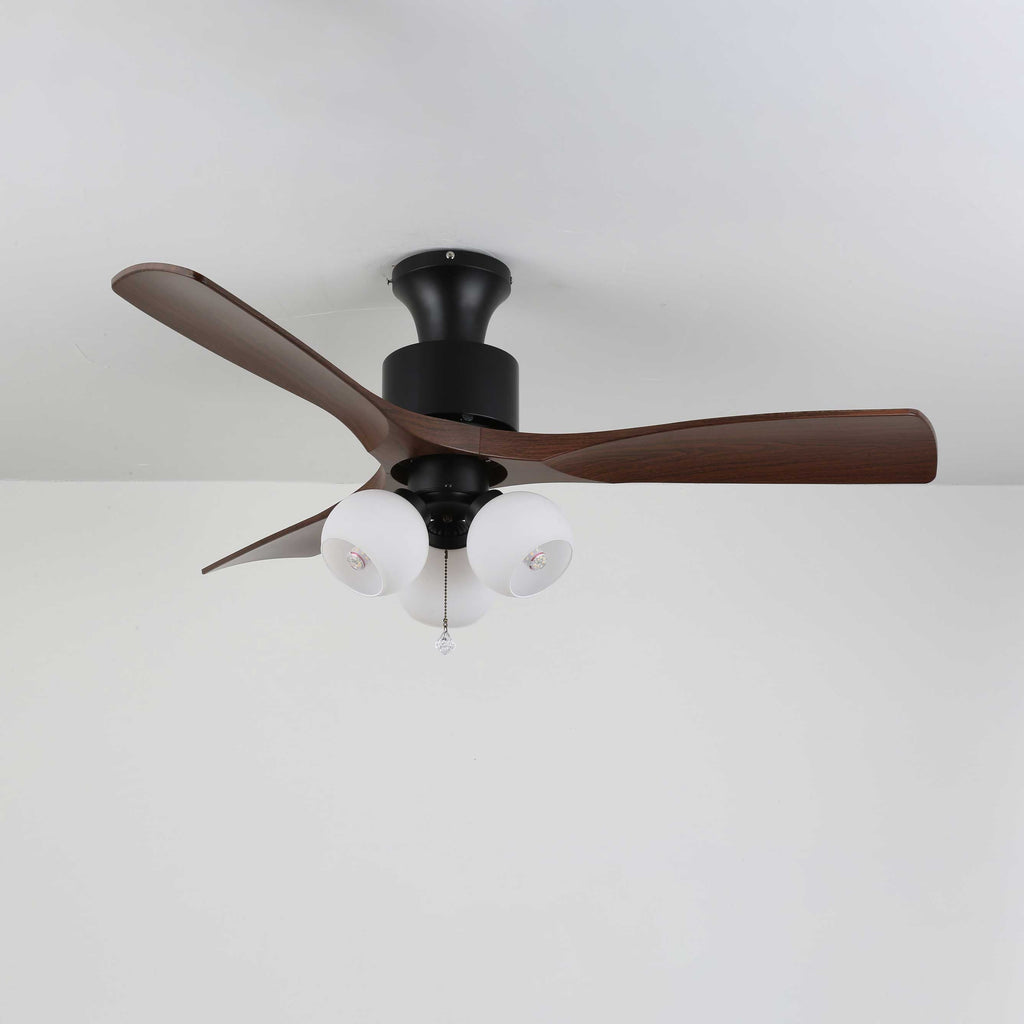 Ventilator de tavan vintage cu iluminare — abajur din sticlă și telecomandă - Lamylie