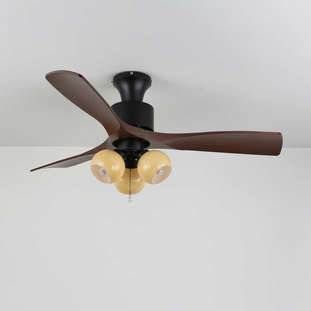 Ventilator de tavan vintage cu iluminare — abajur din sticlă și telecomandă - Lamylie