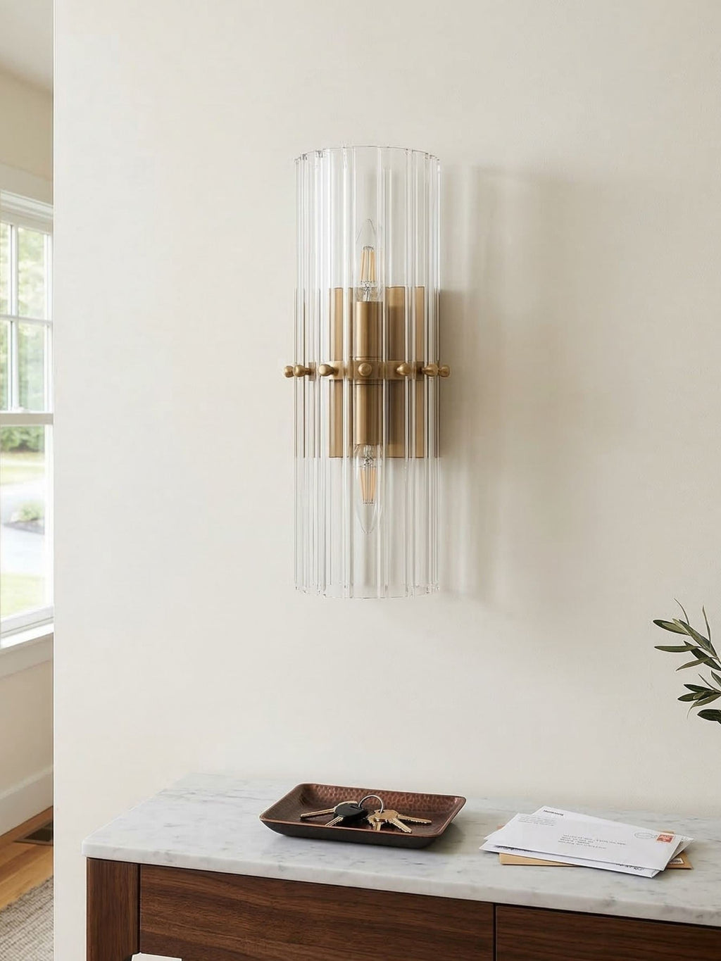 Crystal Wall Lamp with Double Light Beam - Elegant Outdoor Light Strip for Bedroom - Interior Lighting with Shiny Crystals - Lamylie
