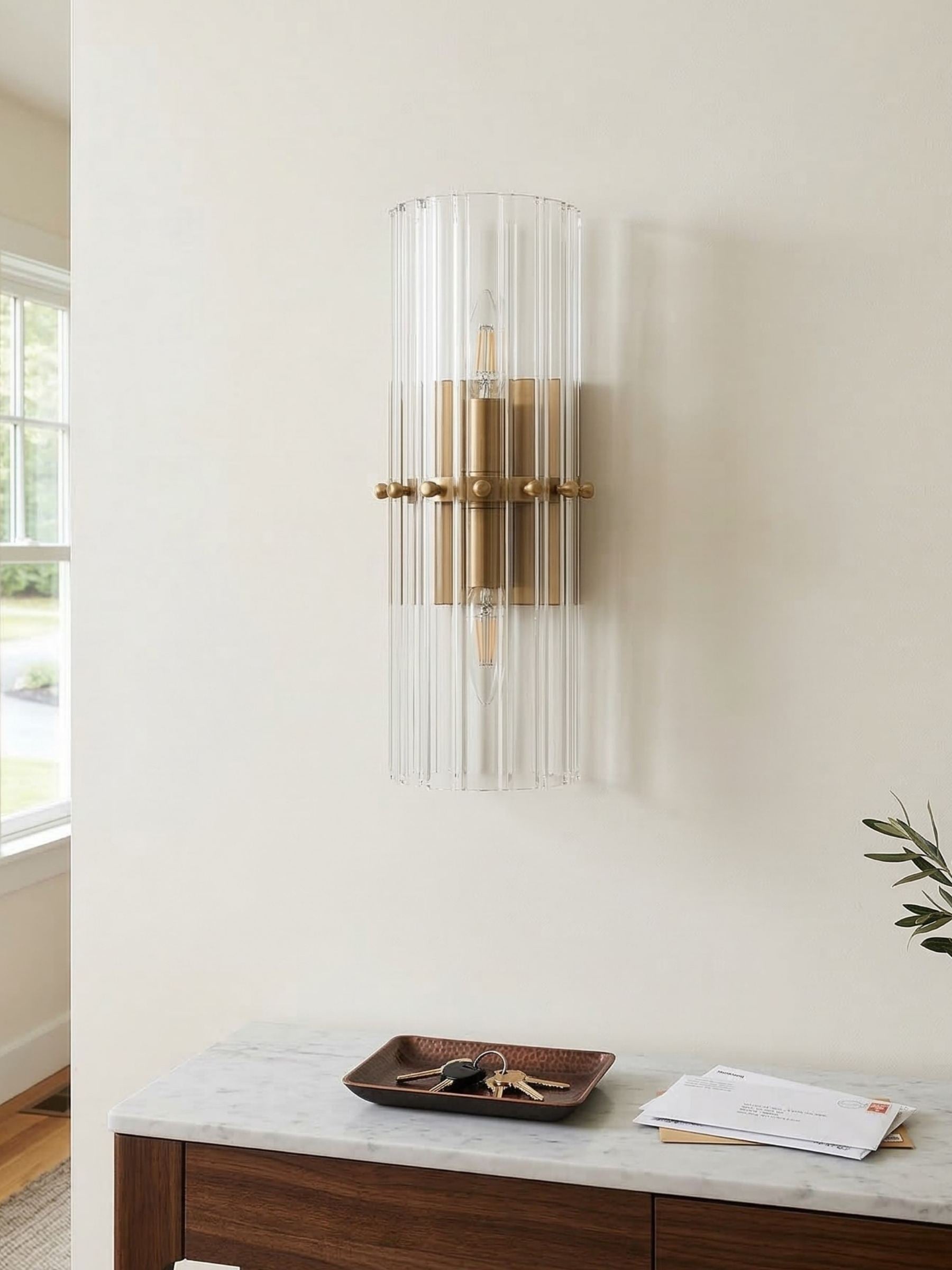 Kristall-Wandlampe mit doppeltem Lichtstrahl - Eleganter Außenlichtstreifen für Schlafzimmer - Innenbeleuchtung mit glänzenden Kristallen - Lamylie