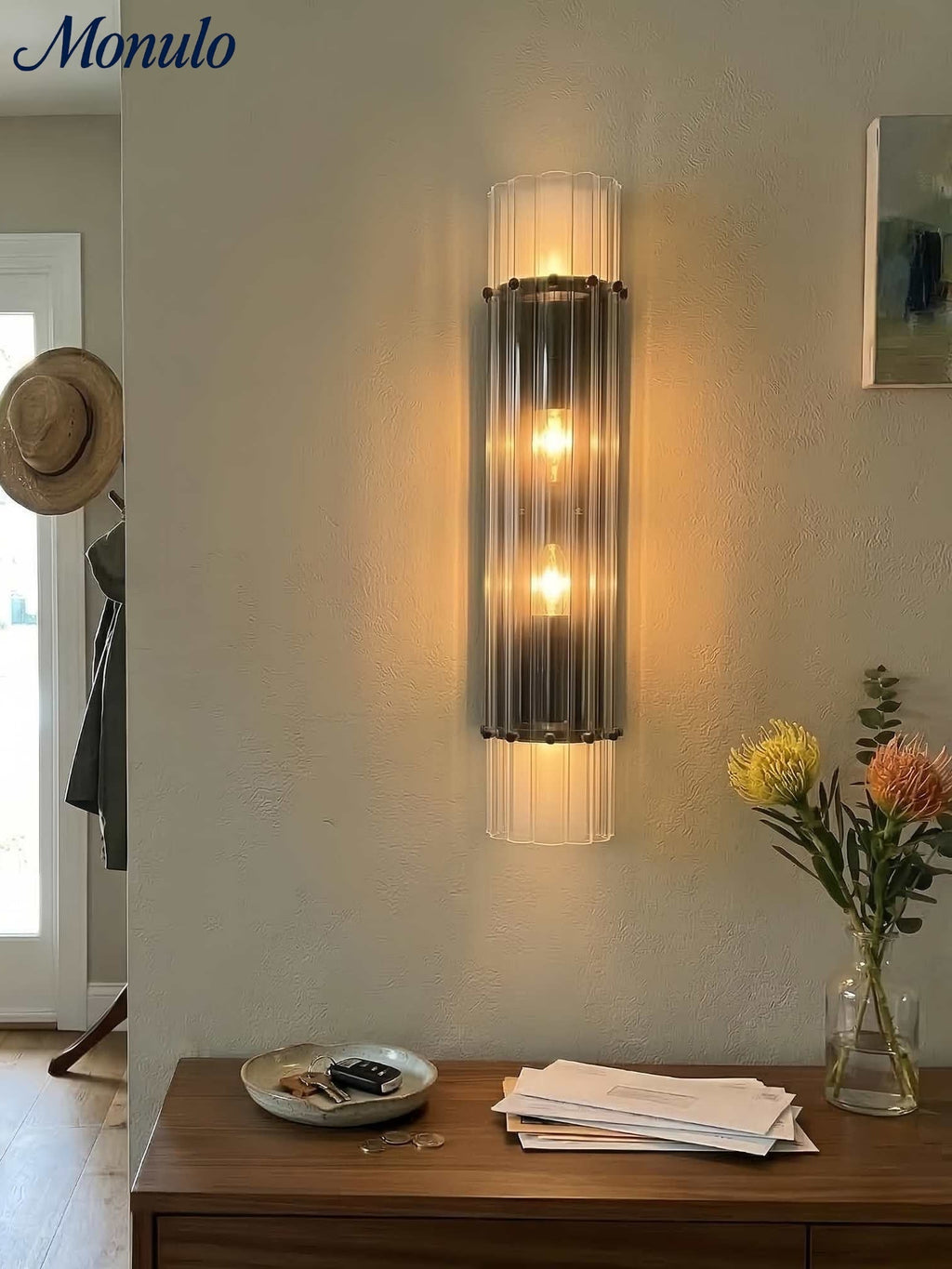 Crystal Wall Lamp with Double Light Beam - Elegant Outdoor Light Strip for Bedroom - Interior Lighting with Shiny Crystals - Lamylie