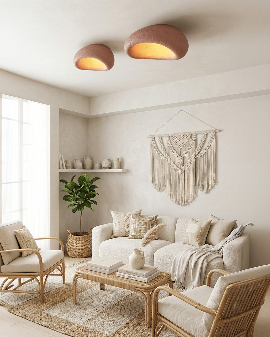 Wabi Sabi Inspired Ceiling Lamp | Metal Lamp with Warm Lighting | For Living Room Bedroom Dining Room - Lamylie