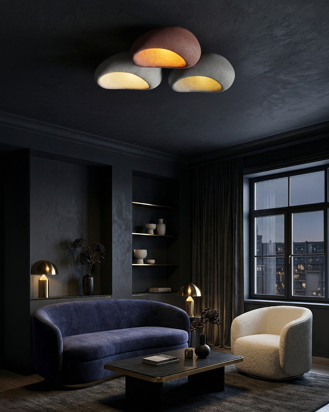 Wabi Sabi Inspired Ceiling Lamp | Metal Lamp with Warm Lighting | For Living Room Bedroom Dining Room - Lamylie