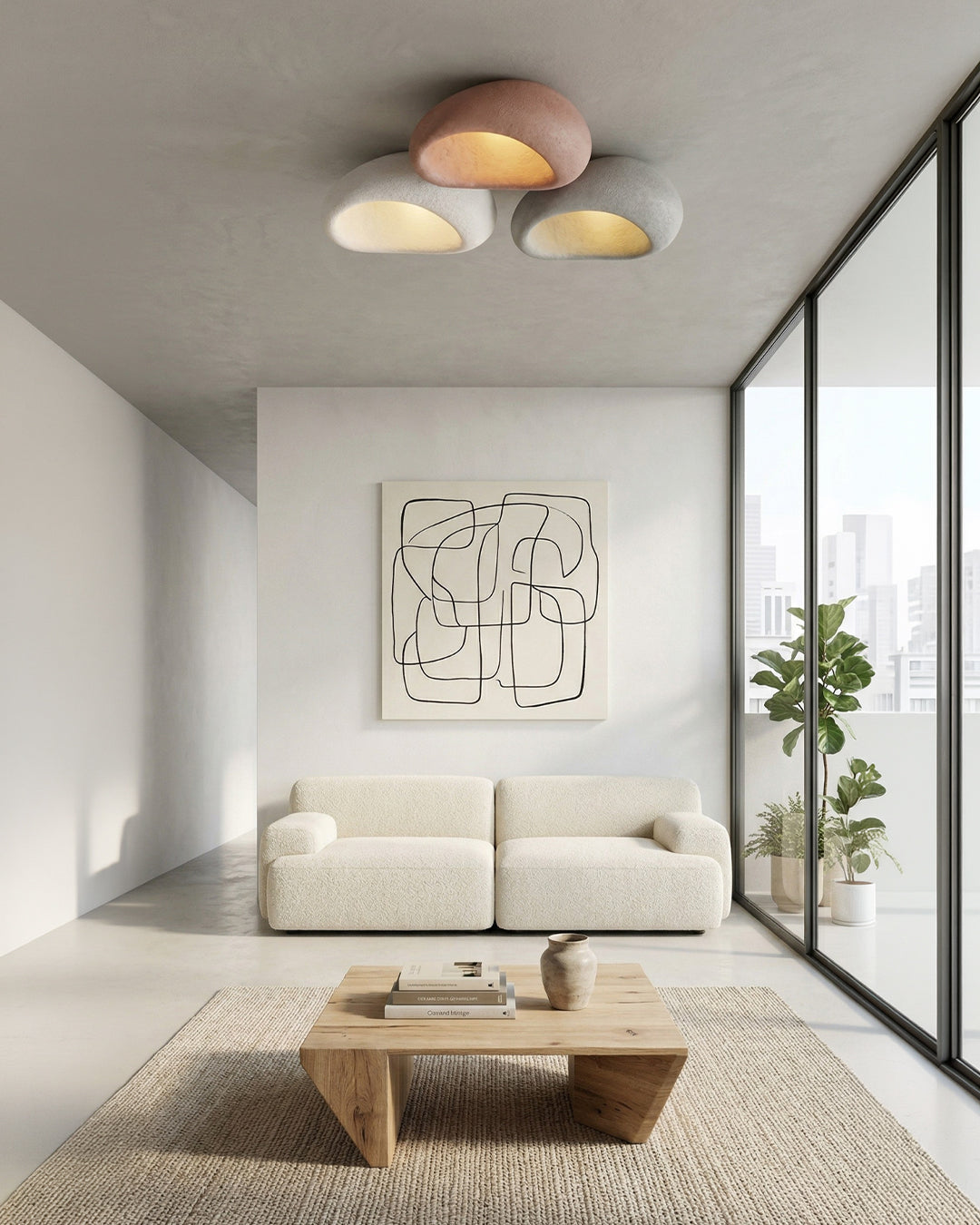 Wabi Sabi Inspired Ceiling Lamp | Metal Lamp with Warm Lighting | For Living Room Bedroom Dining Room - Lamylie