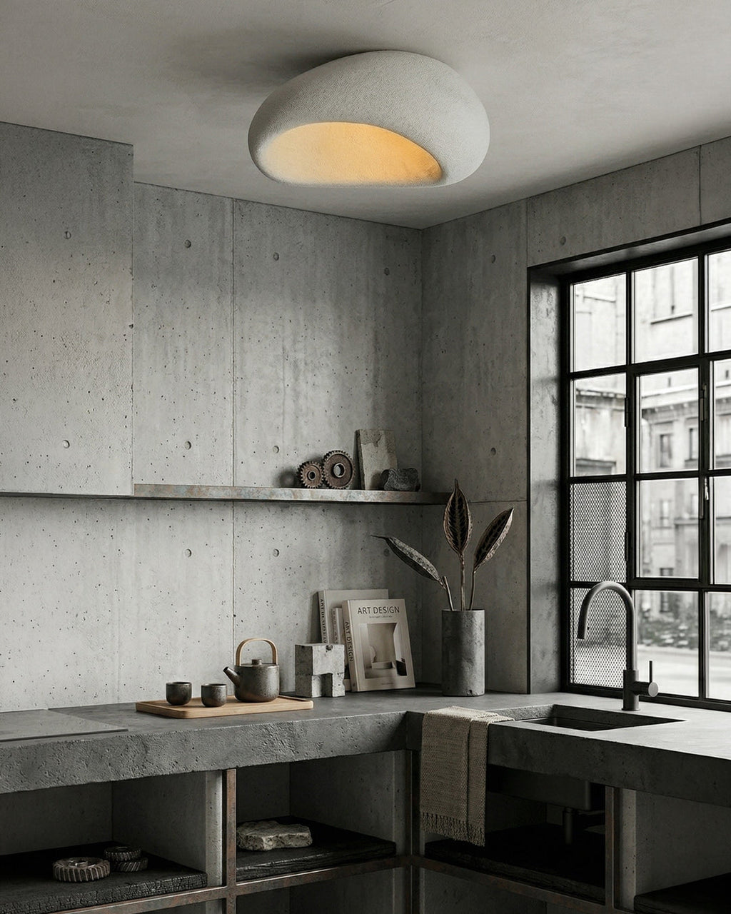Wabi Sabi Inspired Ceiling Lamp | Metal Lamp with Warm Lighting | For Living Room Bedroom Dining Room - Lamylie