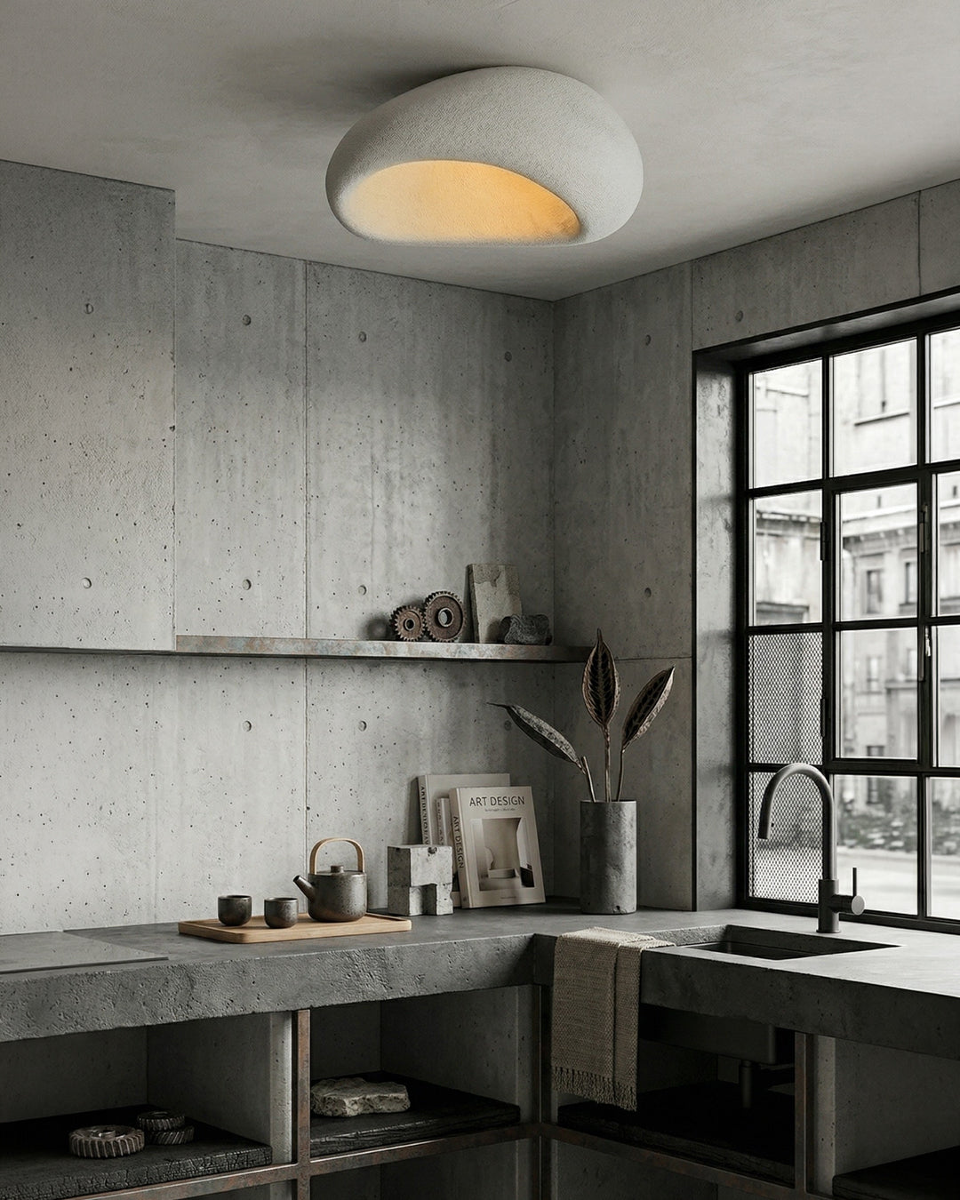 Wabi Sabi Inspired Ceiling Lamp | Metal Lamp with Warm Lighting | For Living Room Bedroom Dining Room - Lamylie