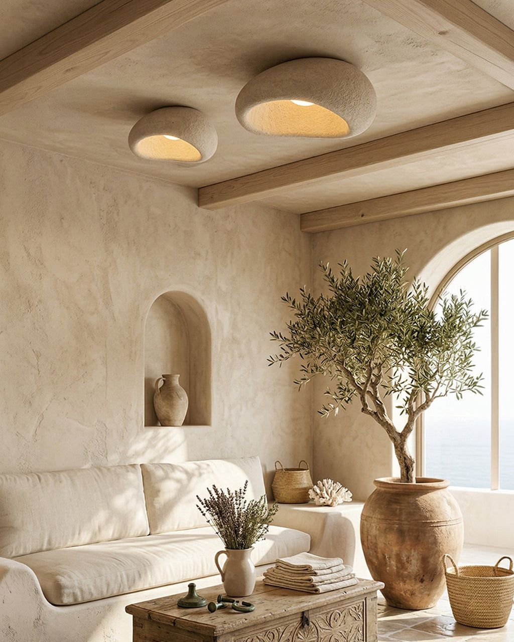 Wabi Sabi Inspired Ceiling Lamp | Metal Lamp with Warm Lighting | For Living Room Bedroom Dining Room - Lamylie