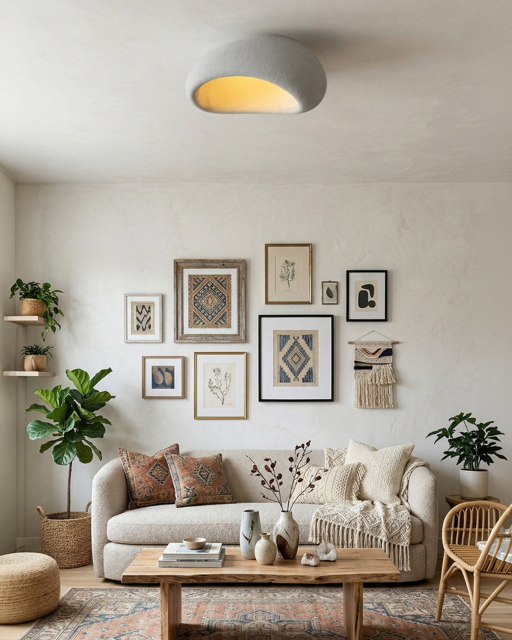Wabi Sabi Inspired Ceiling Lamp | Metal Lamp with Warm Lighting | For Living Room Bedroom Dining Room - Lamylie
