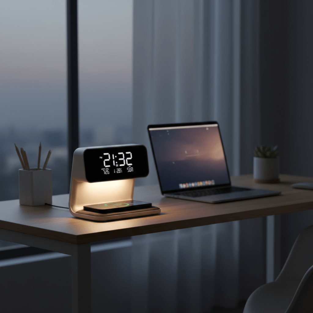 Smart Nightstand Device with Charging Base and Light Feature - Lamylie