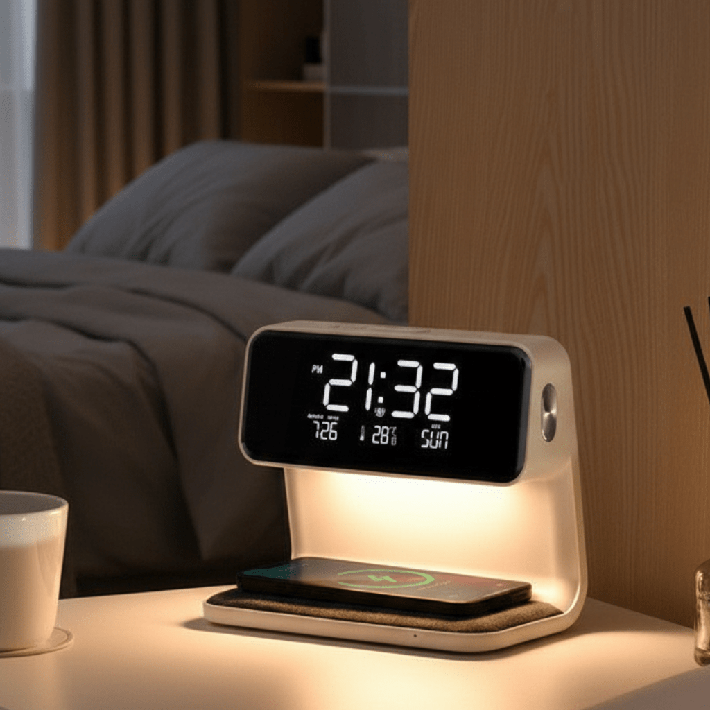 Smart Nightstand Device with Charging Base and Light Feature - Lamylie