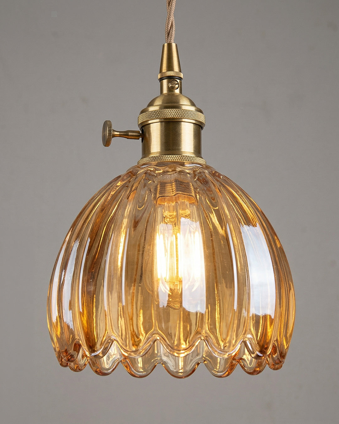 MAREN Pendant Lamp | Japanese Flower-Shaped Glass Lamp with Soft Diffuse Light | Available in Green, Transparent, Amber, and Smoke Gray | Ø12cm x H18cm - Lamylie