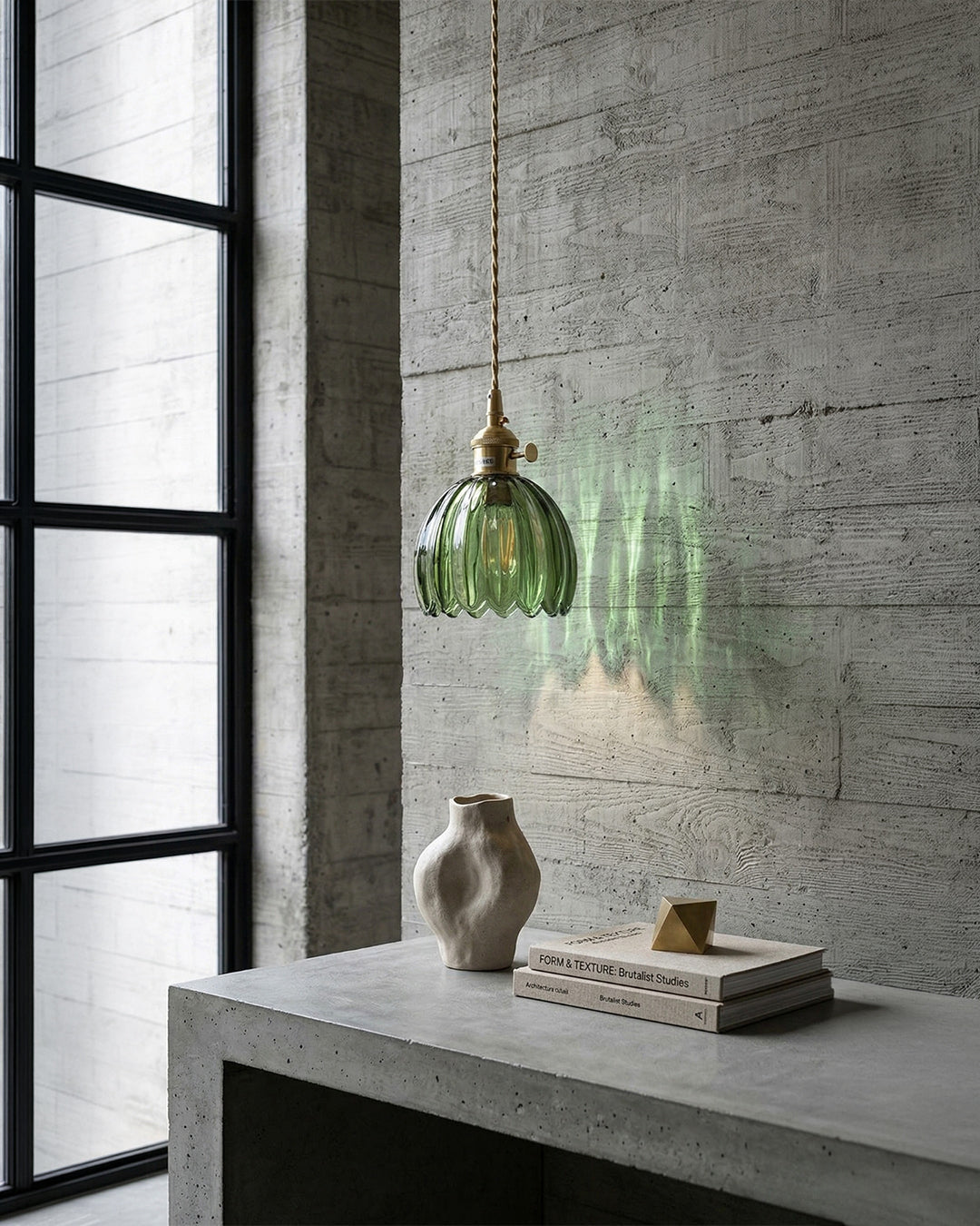 MAREN Pendant Lamp | Japanese Flower-Shaped Glass Lamp with Soft Diffuse Light | Available in Green, Transparent, Amber, and Smoke Gray | Ø12cm x H18cm - Lamylie