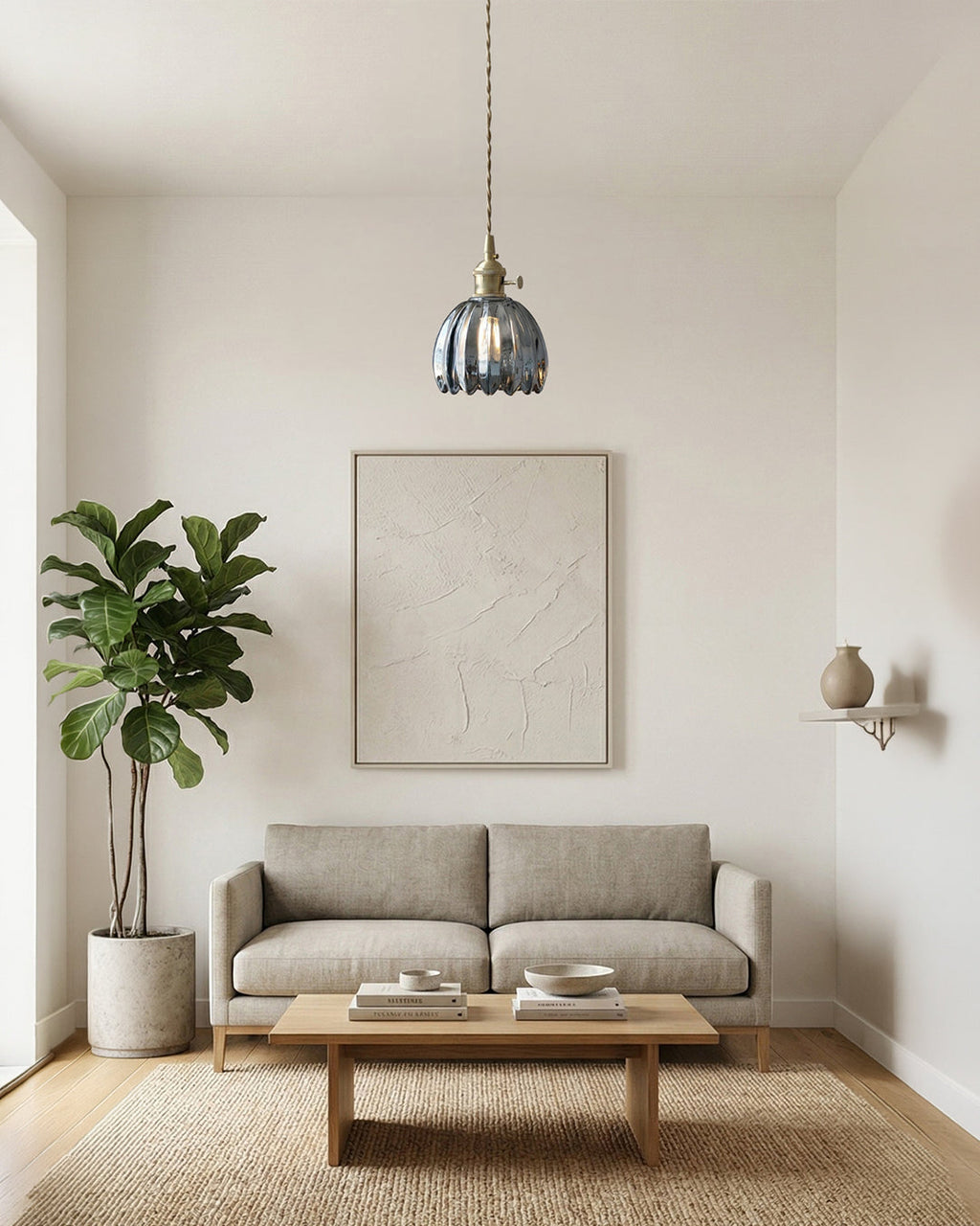 MAREN Pendant Lamp | Japanese Flower-Shaped Glass Lamp with Soft Diffuse Light | Available in Green, Transparent, Amber, and Smoke Gray | Ø12cm x H18cm - Lamylie